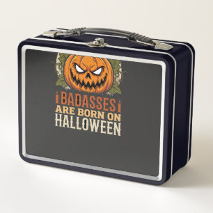Badasses Are Born on Halloween Pumpkin Metal Lunch Box