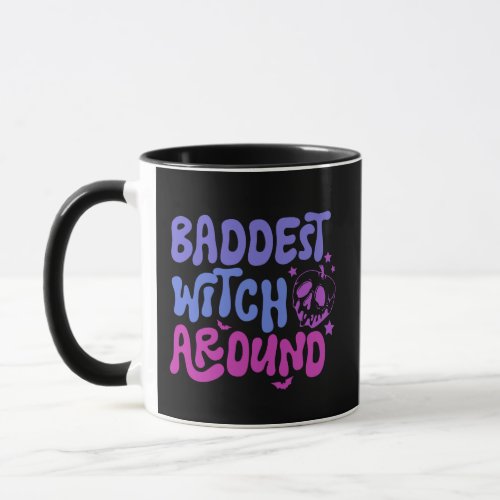 Baddest Witch Around Skull Black Halloween Mug