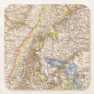 Baden Germany Atlas Map Square Paper Coaster