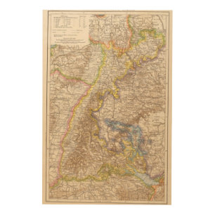 Baden Germany Atlas Map Wood Wall Decor
