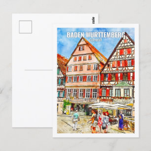 Baden Wurttemberg Germany Travel Place Watercolor Postcard