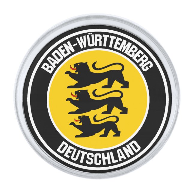 Baden-Württemberg Round Emblem Silver Finish Lapel Pin (Front)