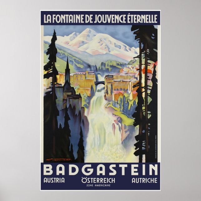 Badgastein, Austria, Travel Ski Poster (Front)