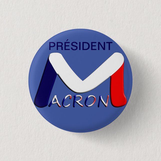 Badge 32 mm, Emmanuel Macron President Button (Front)