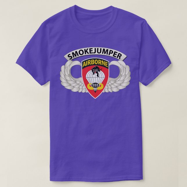 Badge 555th Parachute Infantry Bn SSI w SmokeJumpe T-Shirt (Design Front)