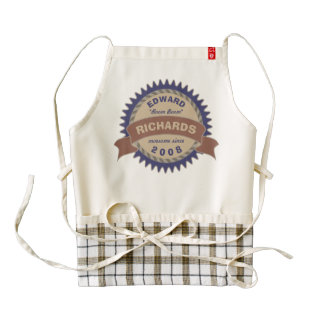 Badge Banner Monogram Brown Blue Birthday Logo Zazzle HEART Apron