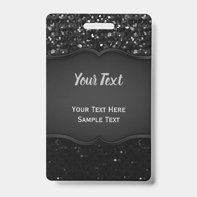 Badge Black Crystal Bling Strass (Front)