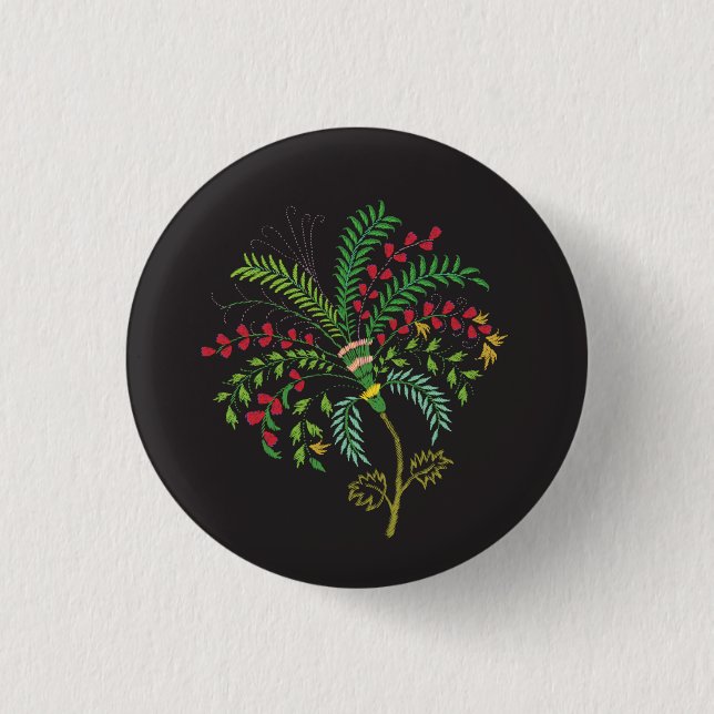Badge, brooch with embroidery button (Front)