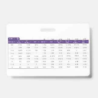 Badge Credit Card Sized Knock Out Layout Table