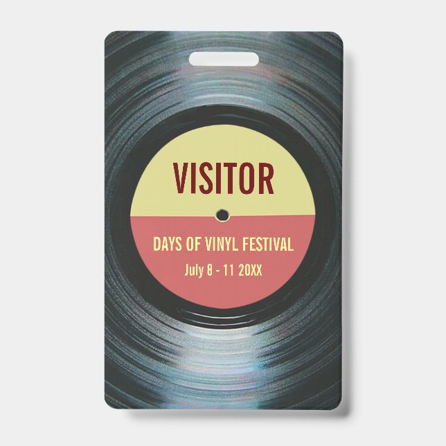 Badge For Access To Your Music Event Vinyl Theme (Front)