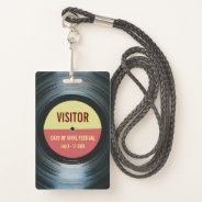 Badge For Access To Your Music Event Vinyl Theme at Zazzle