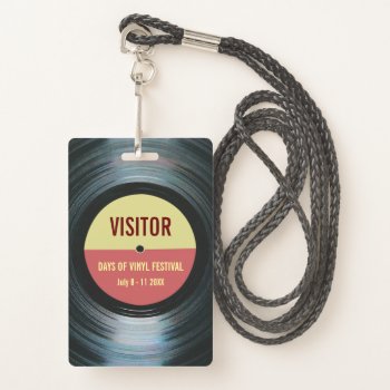 Badge For Access To Your Music Event Vinyl Theme by DigitalDreambuilder at Zazzle