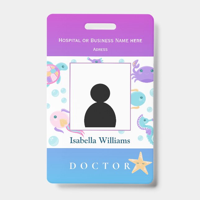Badge for dentist, hospital member employee, kids (Front)