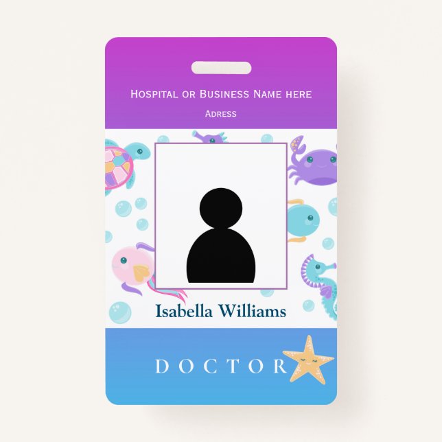 Badge for dentist, hospital member employee, kids (Front)