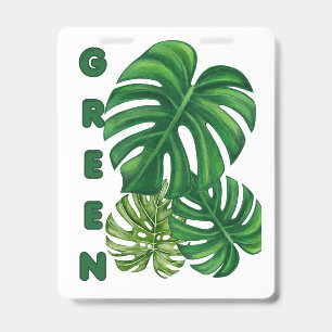 Badge Green Monstera Leaves
