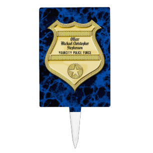 Badge Marble Police Graduation/Retirement Party Cake Topper
