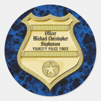 Badge Marble Police Graduation/Retirement Party Classic Round Sticker
