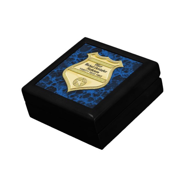Badge Marble Police Graduation/Retirement Party Jewelry Box (Side)
