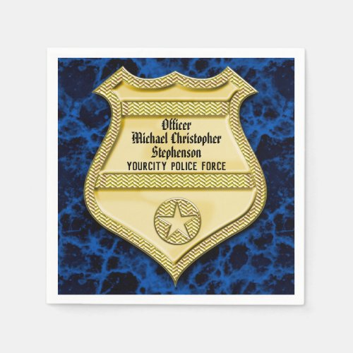 Badge Marble Police GraduationRetirement Party Paper Napkins