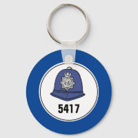 Badge Number. Police Constable Helmet. Key Ring