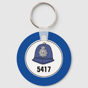 Badge Number. Police Constable Helmet. Key Ring