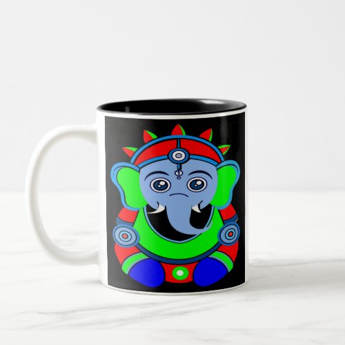 Badge playing a guitar sweet cartoon drawing of el Two_Tone coffee mug