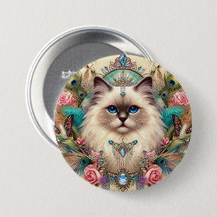 Badge Pretty Vinage Ragdoll Cat Art Button