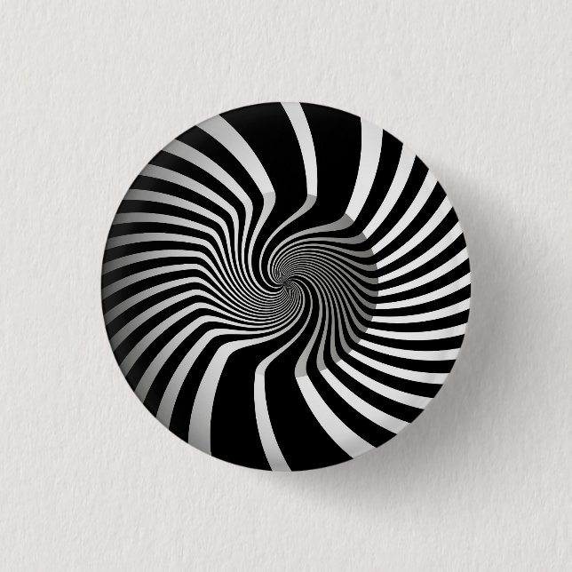 Badge - Psychedelic Art Swirl B/W  Button (Front)