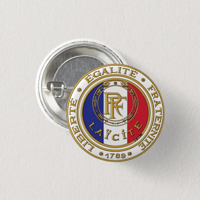 Badge rond, Républicain laïc Button (Front & Back)