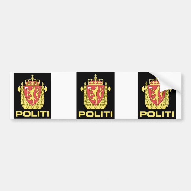 Badge the Norwegian Police Service, Norway Bumper Sticker (Front)