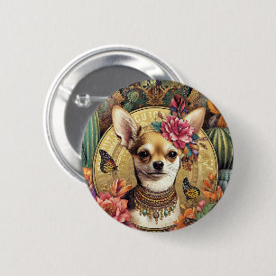 Badge Vintage Chihuahua Art Nouveau Style Button