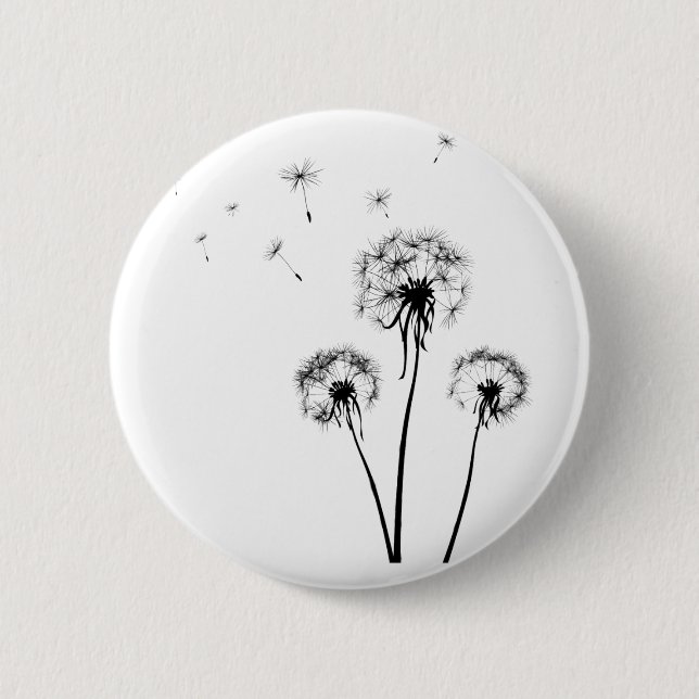 Badge with dandelion on white background button (Front)
