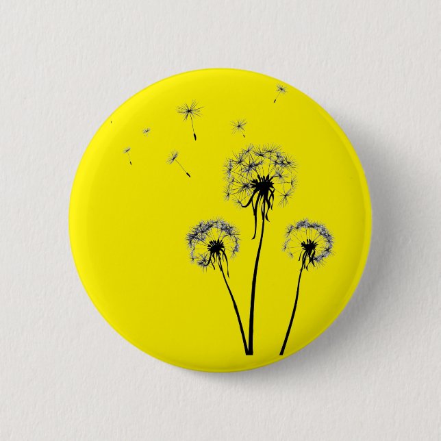 Badge with dandelion on yellow background button (Front)