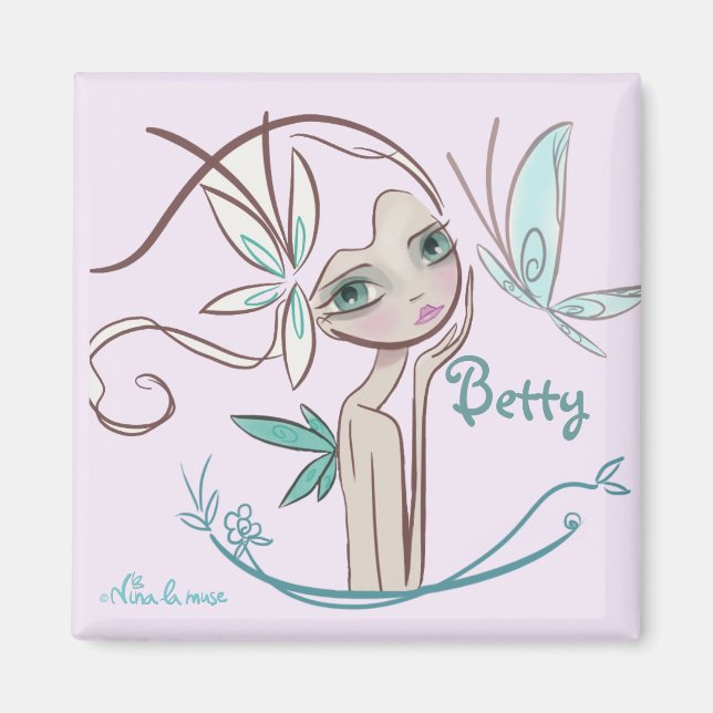 Badge with first name, for girl magnet (Front)