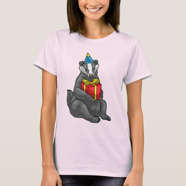 Badger Birthday Party hat T-Shirt (Front)