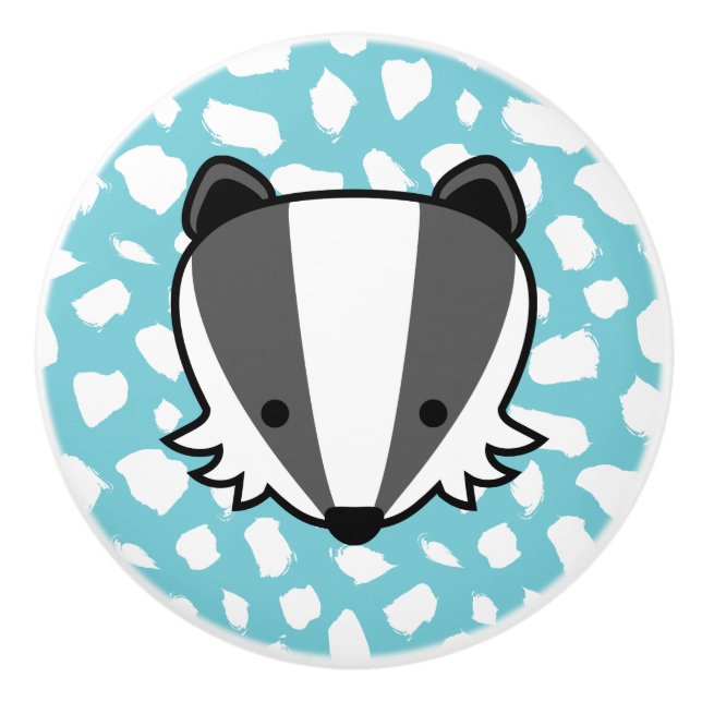 Badger - Blue & White Paint Dab Pattern Ceramic Knob (Front)
