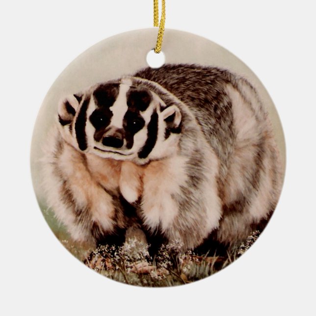 Badger Ceramic Ornament (Front)