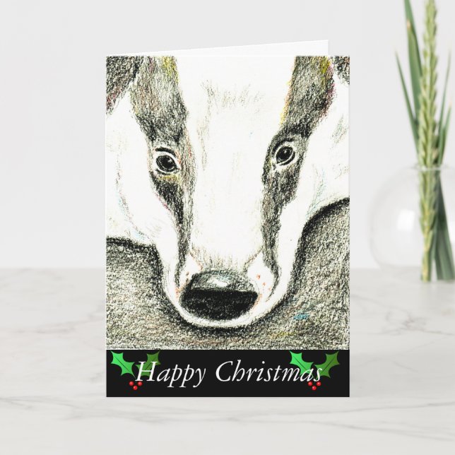 Badger Christmas card (JZH10) (Front)