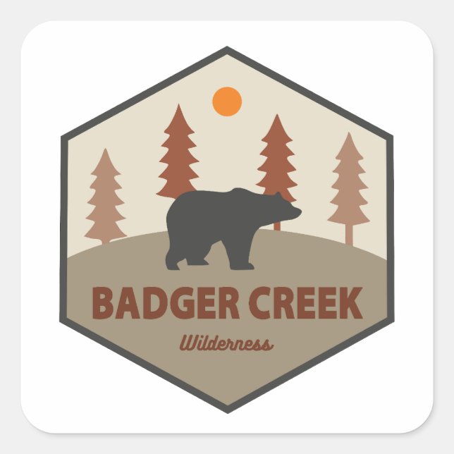 Badger Creek Wilderness Oregon Bear Square Sticker (Front)