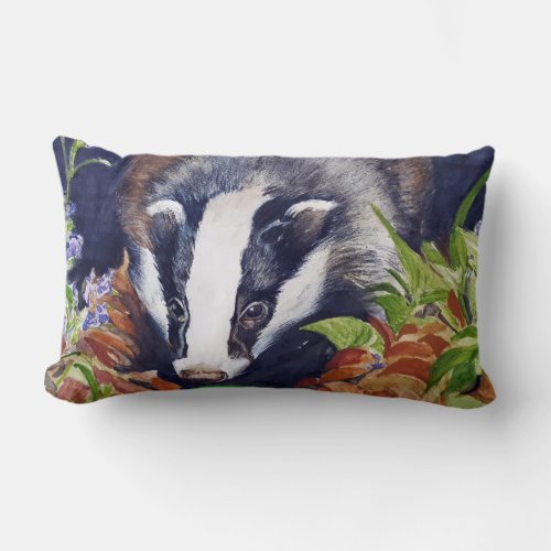 Badger cushion original animal art