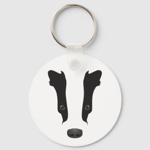 Badger Face Silhouette Keychain