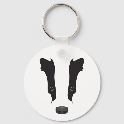 Badger Face Silhouette Keychain