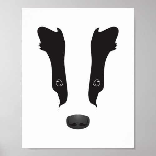 Badger Face Silhouette Poster