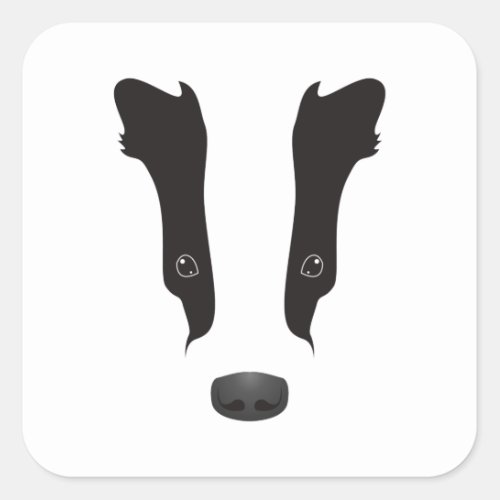 Badger Face Silhouette Square Sticker