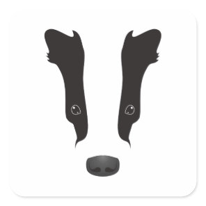 Badger Face Silhouette Square Sticker