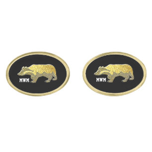 Badger Gold and Monogram Cufflinks