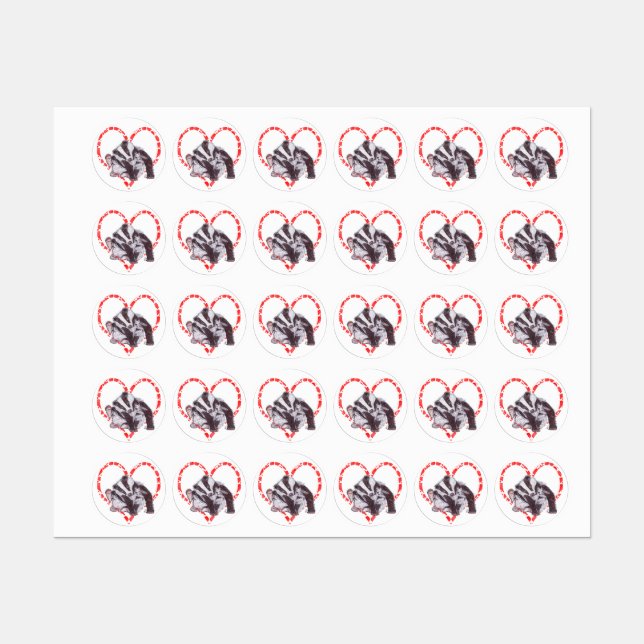 BADGER HEART LABELS (Sheet)
