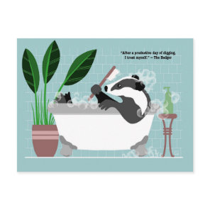 Badger in a Bathtub Postcard