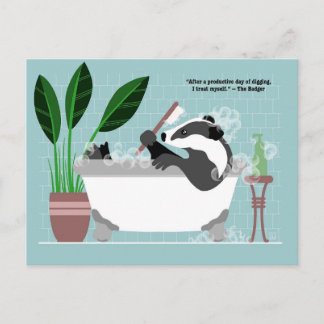 Badger in a Bathtub Postcard