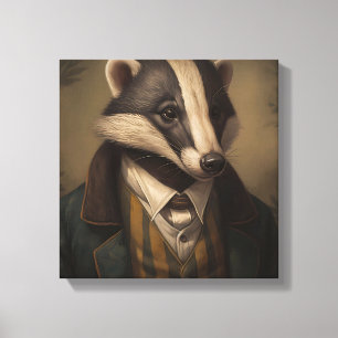 Badger In a Suit   Animal Art   Animal in a Suit Canvas Print